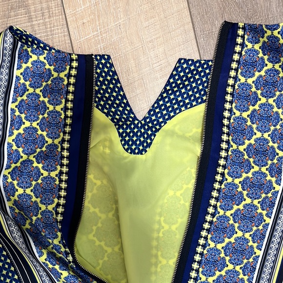 The Limited Retro Print Zippered 3/4 Sleeve Dress Navy and Multi Pattern SZ XS - Picture 8 of 15